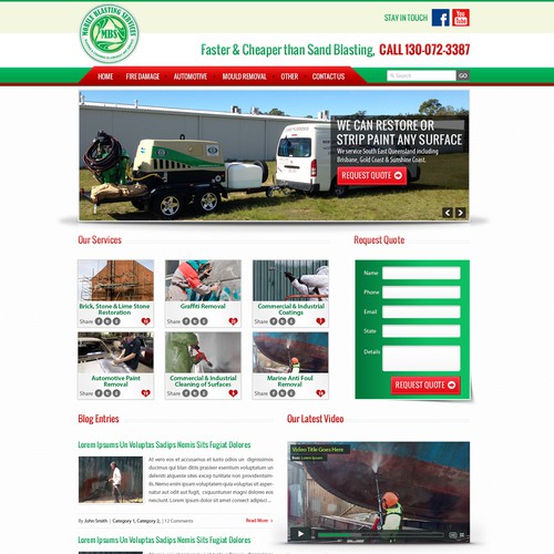 website design for Mobile Blasting Services