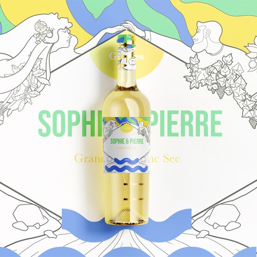 Illustration and label for Sophie&Pierre wine