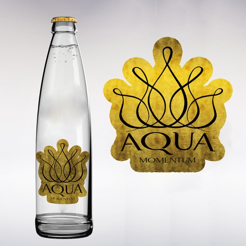 Product label for water with gold flakes