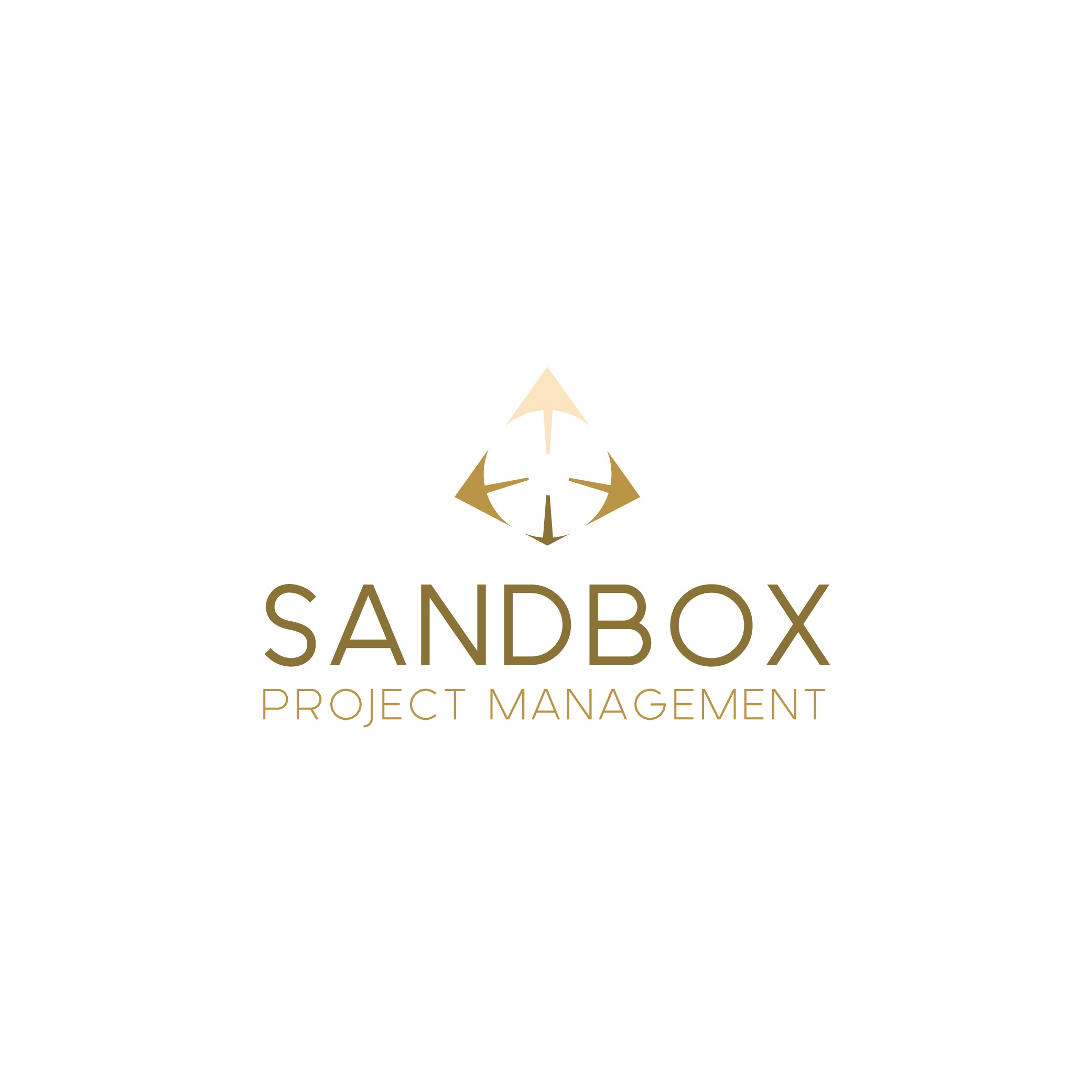 SANDBOX Project Management Logo with abstract pyramid(s) in the background