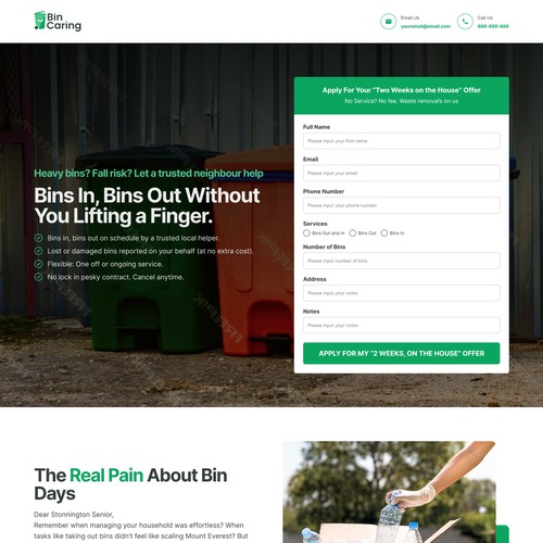 Bincaring Landing Page