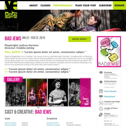 Creative Theater Website, Optimized for Conversion - Actor’s Express, Atlanta, GA