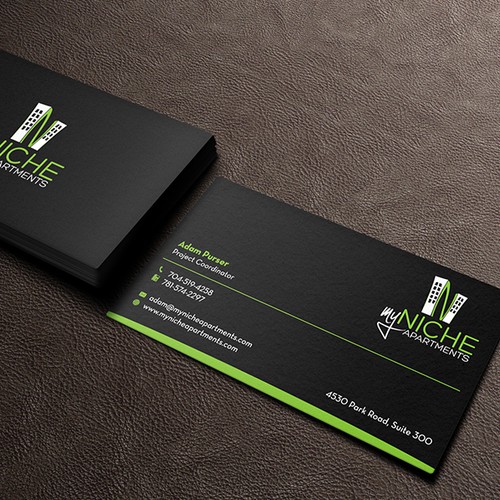 Create a innovative business card for My Niche Apartments