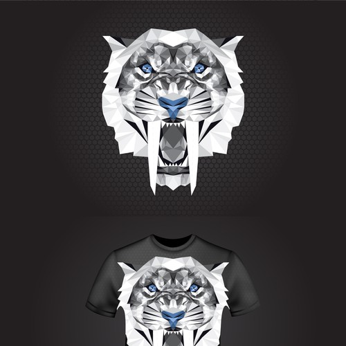 T-shirt design concept with Sabertooth head
