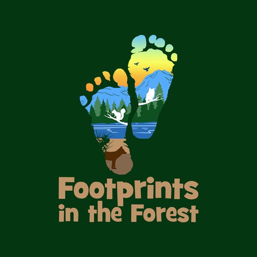 Footprint with nature view logo