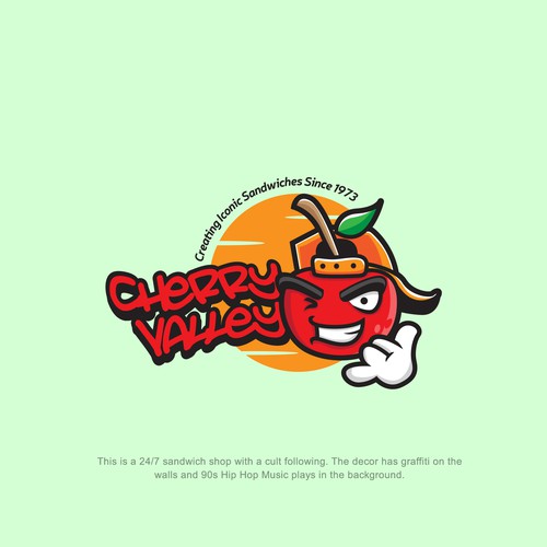propose logo and mascot design for Cheery Valley Sandwich shop