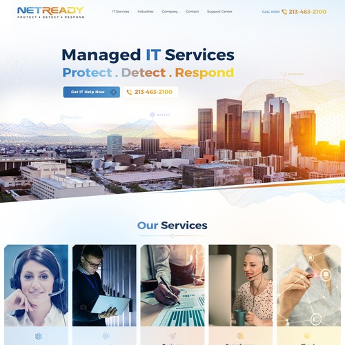 website for NETREADY for Managed IT Services in Los Angeles. 