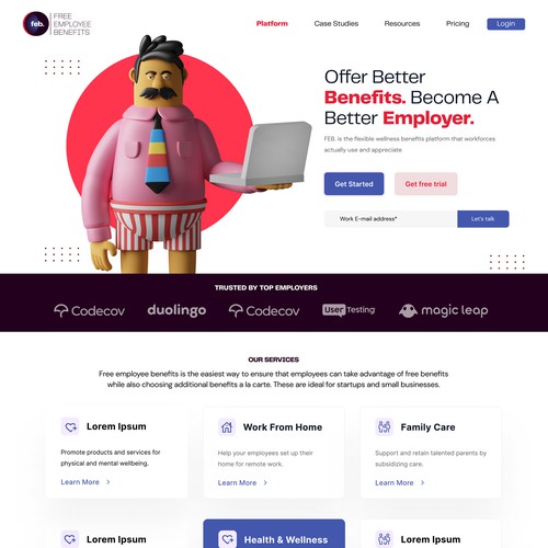 Website Homepage for Free Employee Benefits