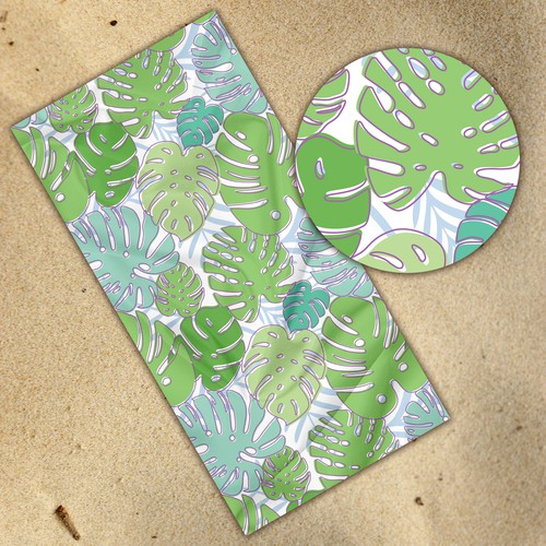 Philodendron Pattern Towel