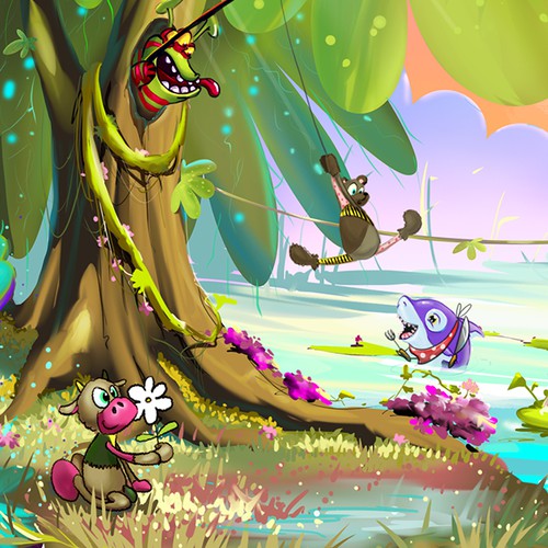 Illustration for boredgamestoys.com website banner.