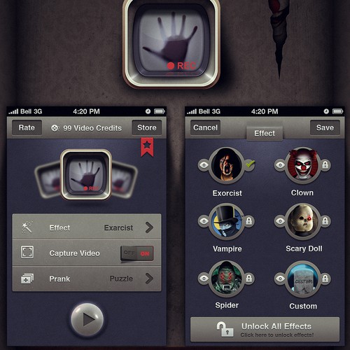 iPhone Design for Novelty Scary App