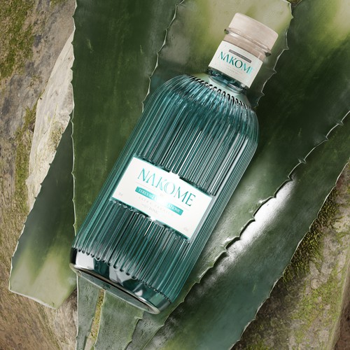 Nakome Spirit Bottle Render and Label Design