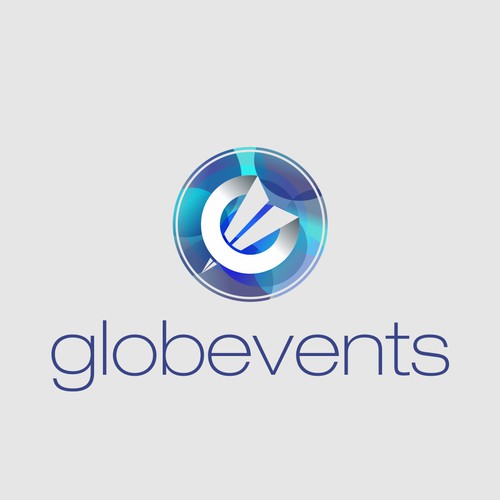 Abstract and sharp logo for globevents organisation