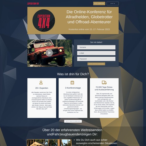 4x4 offroad conference landing page