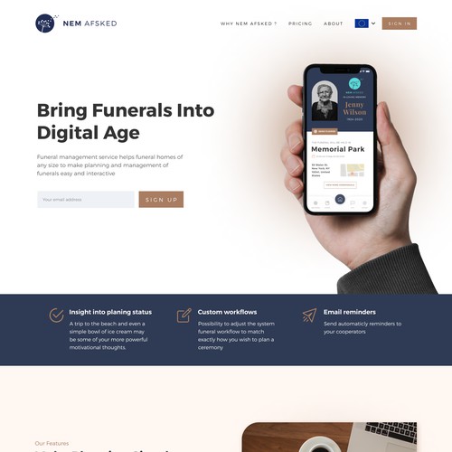 SaaS Landing Page Funeral