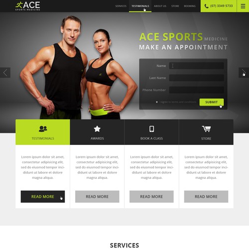 Web design for ACE Sports Medicine