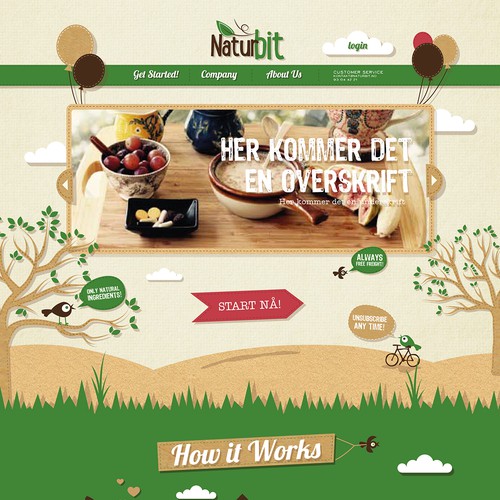 Playful illustrative website design for Naturbit