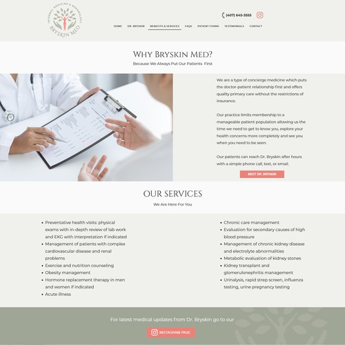 Website design for a medical practice 