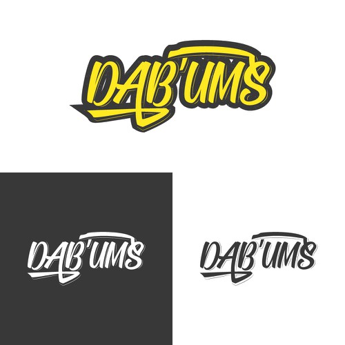 Bold logo for cannabis oil company "Dab'ums"