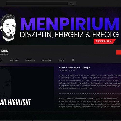 Youtube Banner for a Masculine Channel