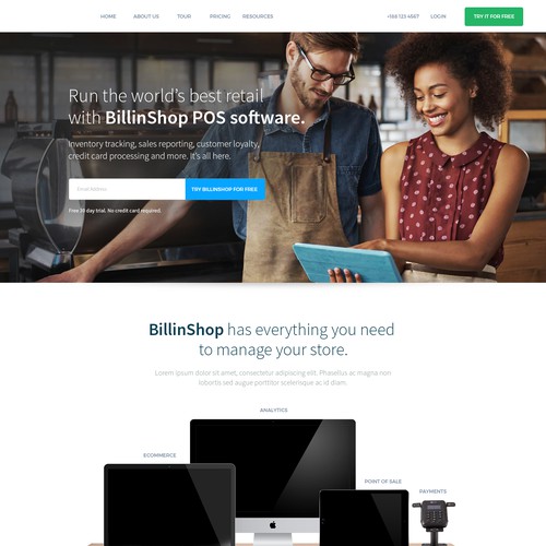 Billinshop Landing Page Design
