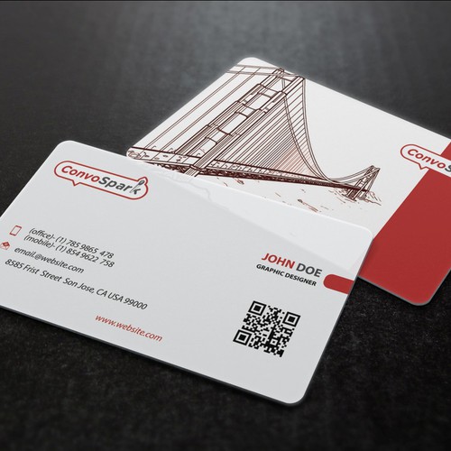 Create a professional business card design for ConvoSpark