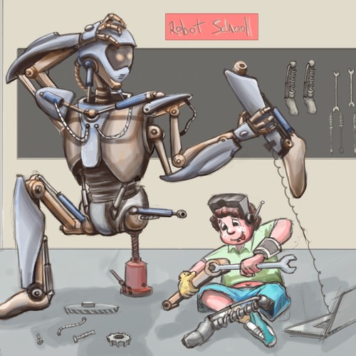 robot and boy