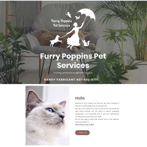 Website for Furry Poppins Pet Services