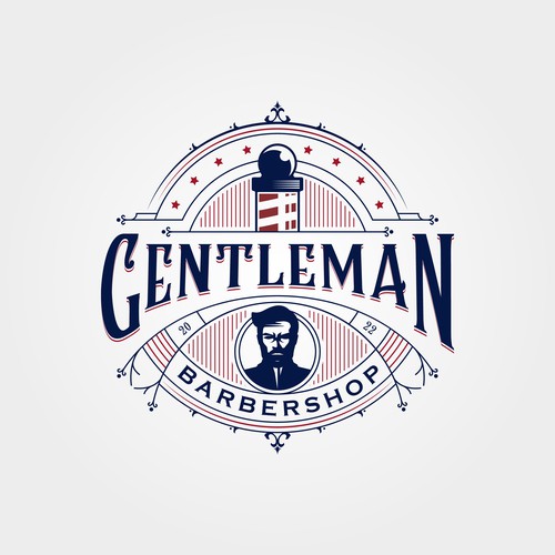 barbershop gentleman vintage logo design