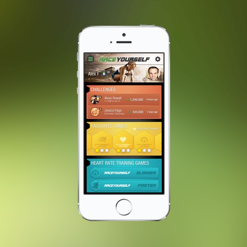 Concept designs for an iOS7 gamified fitness app
