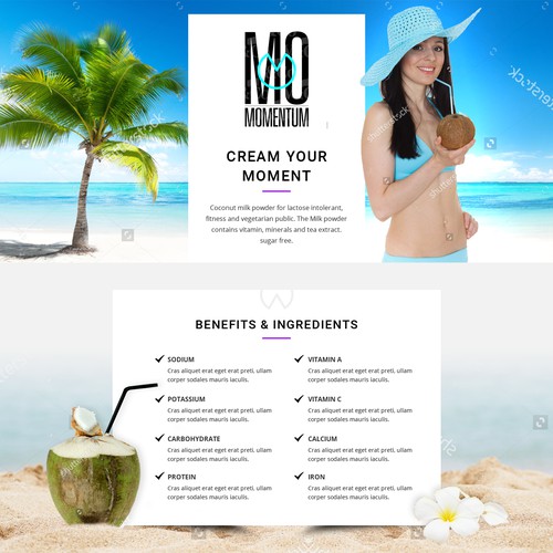 Cool landing page for coconut creamer
