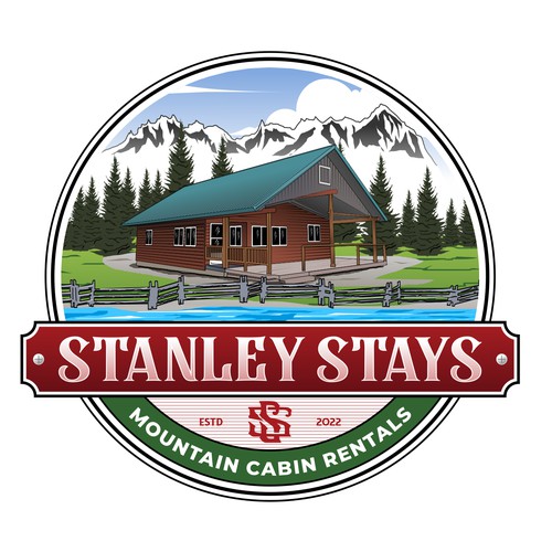 Illustration logo design for Mountain Cabin Rentals