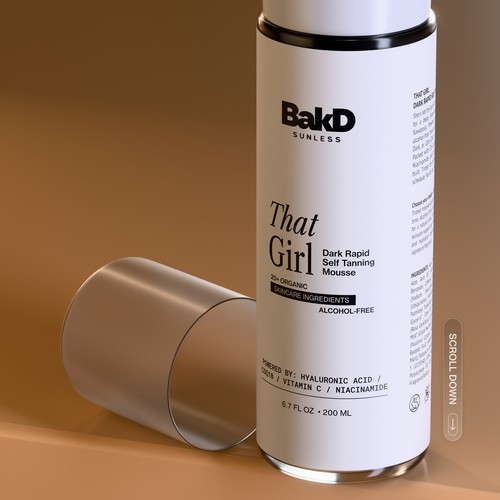 Label for BakD Sunless Self Tanning Mousse