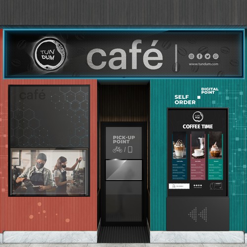 Tech-Cool Coffee Shop Facade