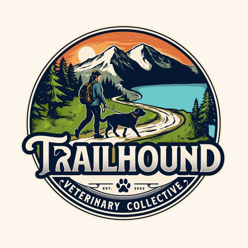 a national park-inspired logo that captures adventure with a bold and modern-retro aesthetic