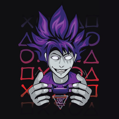 T-shirt illustration with anime gaming theme