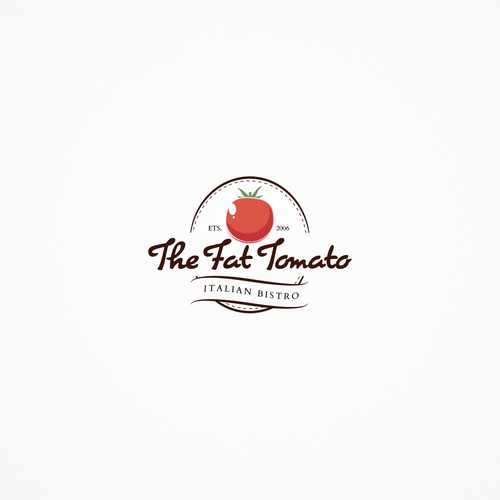 Creation of a clean and vintage logo for the restaurant "The Fat Tomato"