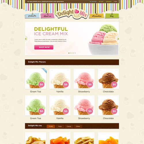 Fun and Tasty website for Ice Cream Mix