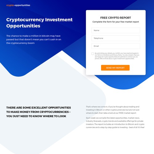 Crypto Opportunities Landing Page