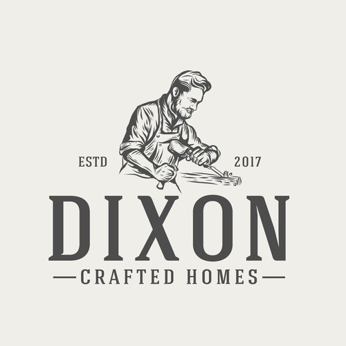 vintage construction logo design