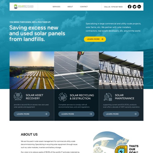 Website design for solar equipment recycling company