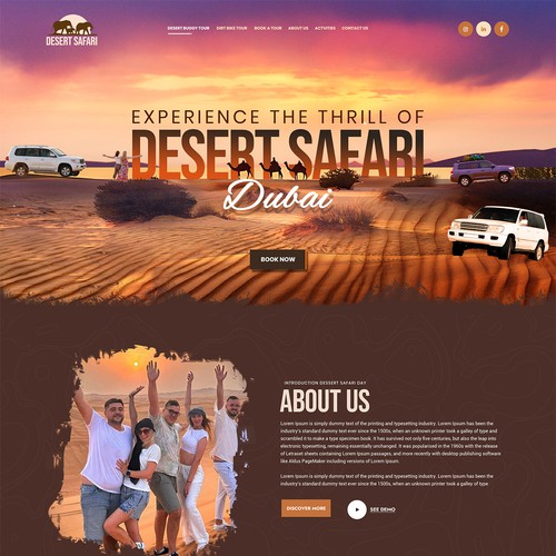 Desert Safari – Adventure Tour Website UI Design