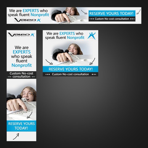 banner ad for Valeo Design and Marketing - sizes 728x90, 160x600, 300x250
