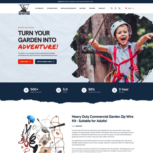 Zip Line E-Commerce Brand Homepage Design 