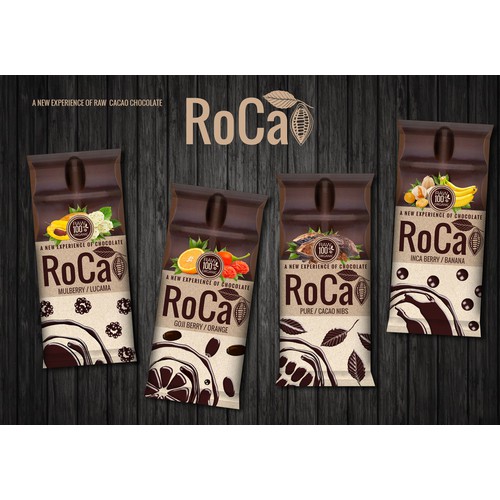 Wrapper for "A new experience of chocolate" (innovative raw chocolatewith superfoods)