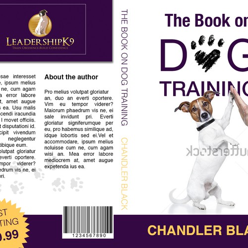 Create a playful and clean cover for "The Book on Dog Training"
