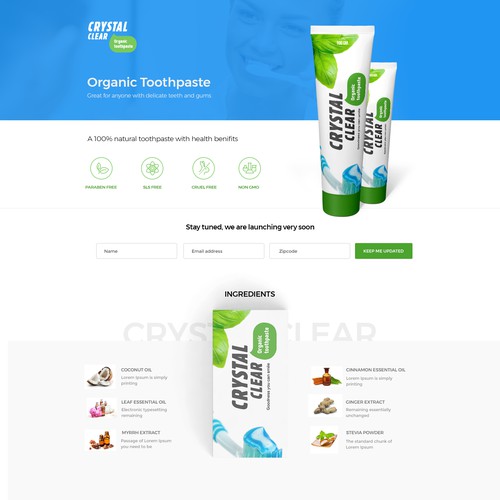 Natural Toothpaste  landing page 