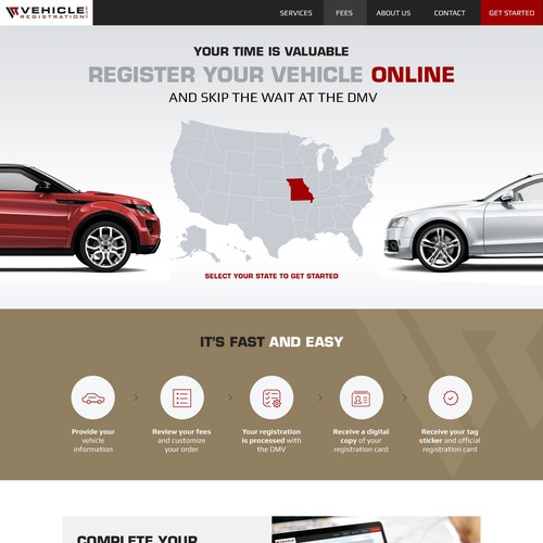 Vehicle Registration Home page design