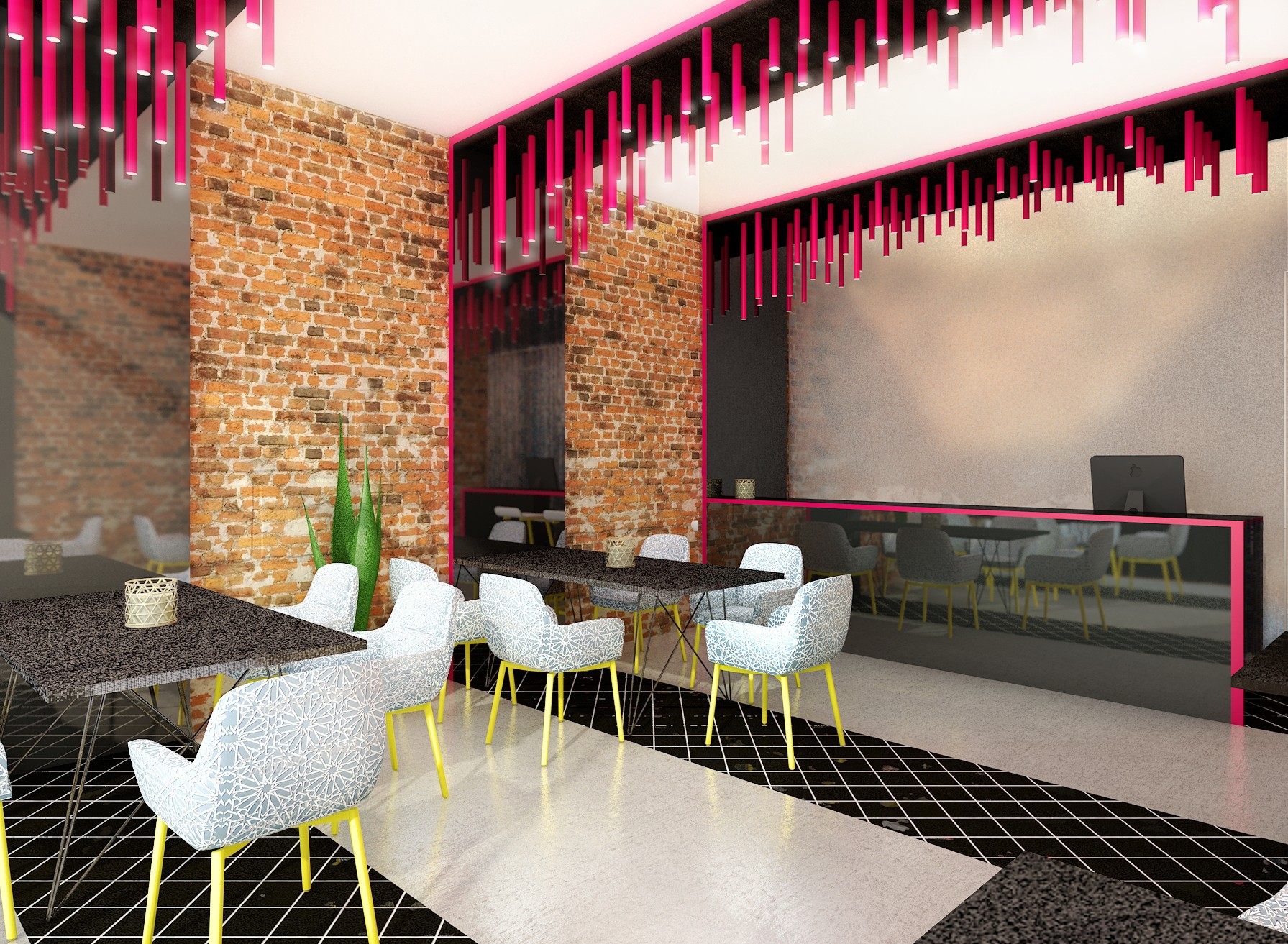 一个新的餐厅概念的3D室内设计