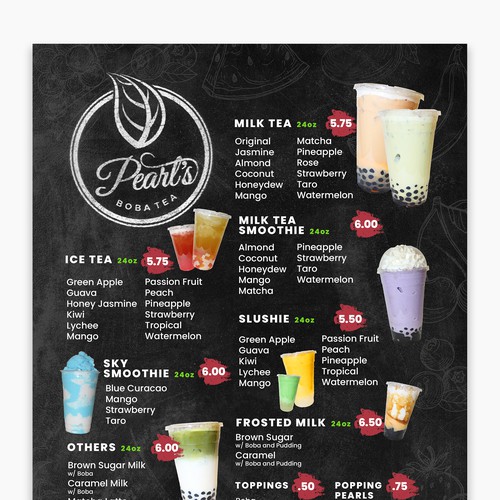 Menu Design for a milktea shop